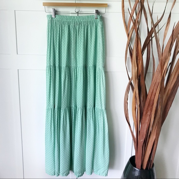 Mint & White Polka Dot Maxi Skirt - Picture 2 of 4